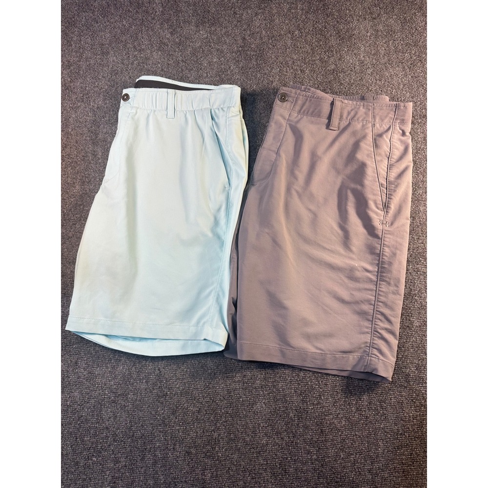 Mens Under Armour Golf Shorts Bundle Size 40 Blue Grey HeatGear Loose Fit 2 Pack